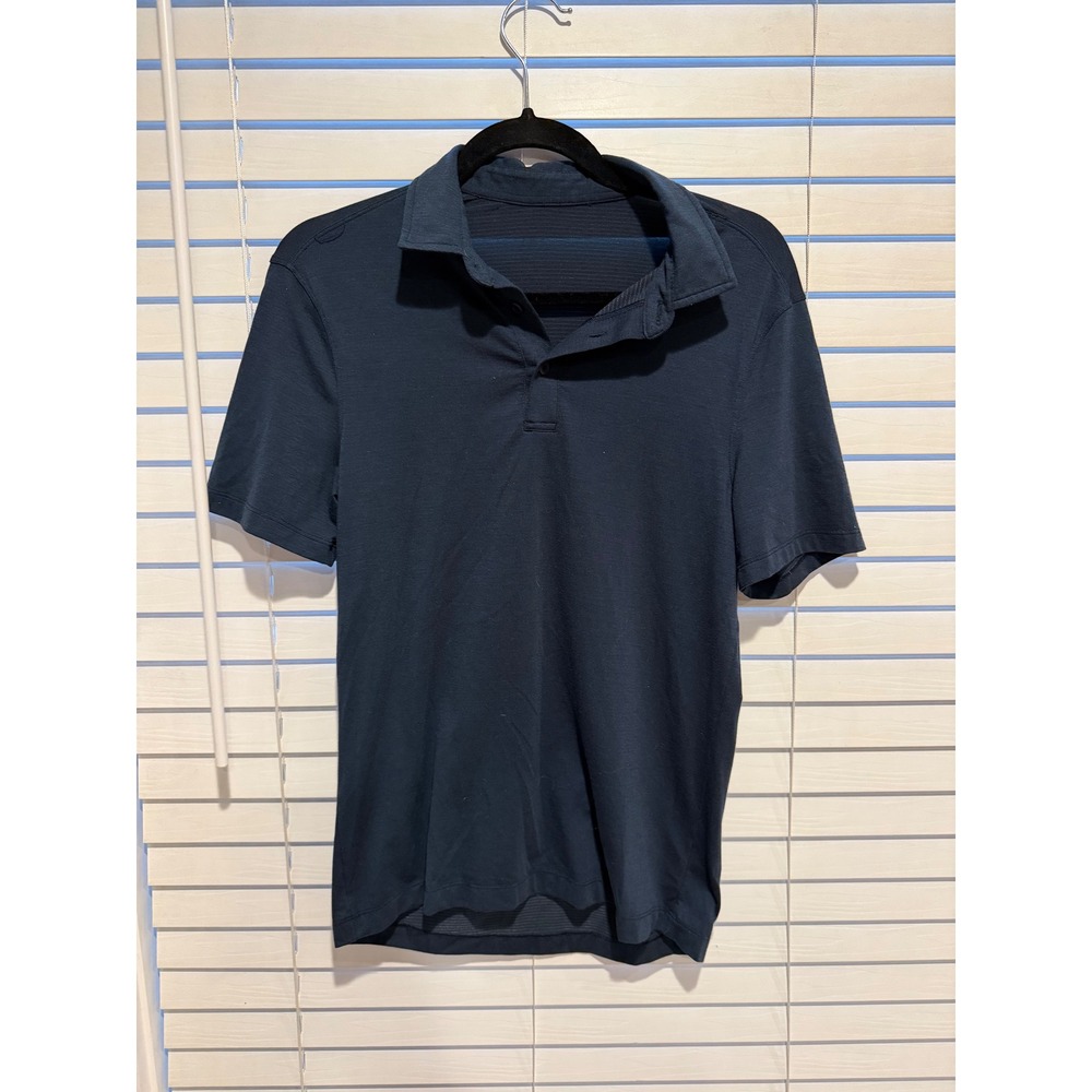 Lululemon Mens Navy Blue Short Sleeve Polo Shirt Athleisure‎ Performance